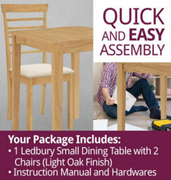 Hallowood Furniture Ledbury Small Dining Table With 2 Chairs In Light Oak Finish - thumbnail 7