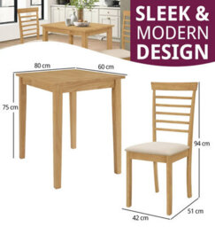 Hallowood Furniture Ledbury Small Dining Table With 2 Chairs In Light Oak Finish - thumbnail 3