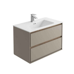 Plum&clay Norton Light Grey & Oak Wall Hung Vanity Unit & Basin Set (W)800mm (H)530mm - thumbnail 1
