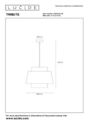Lucide Tribute Pendant Light Diameter 60Cm 1Xe27 - Cream - thumbnail 6