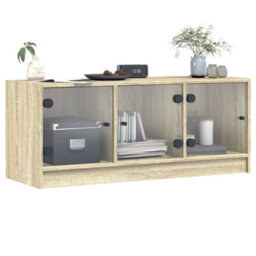 Berkfield Classic Tv Cabinet With Glass Doors Sonoma Oak 102X37X42 Cm - thumbnail 4