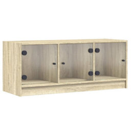 Berkfield Classic Tv Cabinet With Glass Doors Sonoma Oak 102X37X42 Cm - thumbnail 1