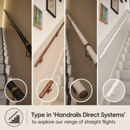 Handrails Direct Soft White Marble Effect 1.2M Handrail System - Montford With Antique Brass - Cuts To Size - 5Yr Guarantee - thumbnail 5