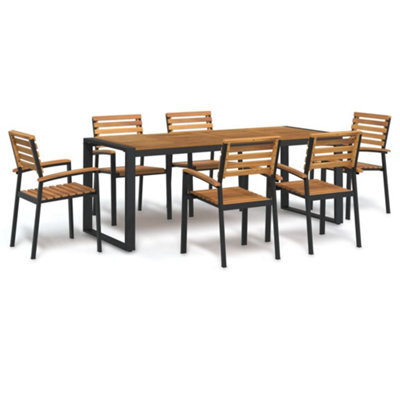 Berkfield 7 Piece Garden Dining Set Solid Wood Acacia And Metal - image 1