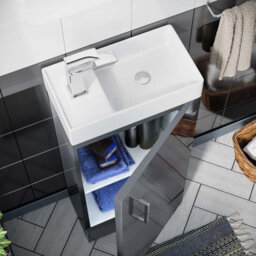 Nes Home Cloakroom Grey 400mm Basin Sink Vanity Unit And Wc Toilet Pan - thumbnail 5