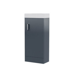 Nes Home Cloakroom Grey 400mm Basin Sink Vanity Unit And Wc Toilet Pan - thumbnail 7