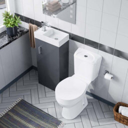 Nes Home Cloakroom Grey 400mm Basin Sink Vanity Unit And Wc Toilet Pan - thumbnail 4