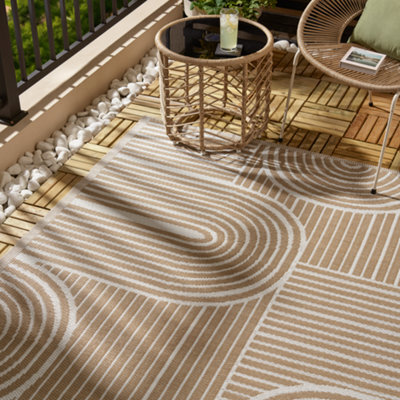 Smart Garden Beige Wave Large Outdoor Rug, (L)210Cm X (W)150Cm