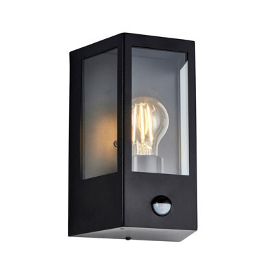Luminosa Lighting Luminosa Huntington Outdoor Wall Lantern Matt Black & Clear Glass E27 - image 1
