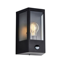 Luminosa Lighting Luminosa Huntington Outdoor Wall Lantern Matt Black & Clear Glass E27 - thumbnail 1