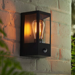 Luminosa Lighting Luminosa Huntington Outdoor Wall Lantern Matt Black & Clear Glass E27 - thumbnail 2