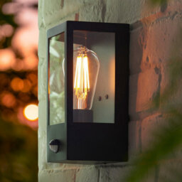 Luminosa Lighting Luminosa Huntington Outdoor Wall Lantern Matt Black & Clear Glass E27 - thumbnail 5