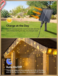 Aigostar Solar Powered Icicle Outdoor Christmas Lights 5M Warm White - thumbnail 3