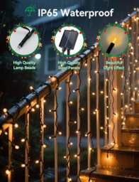 Aigostar Solar Powered Icicle Outdoor Christmas Lights 5M Warm White - thumbnail 2