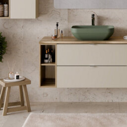 Heze Furniture Dalia Bathroom Cabinet Vanity 100Cm In Cashmere & Cremona Oak - thumbnail 1