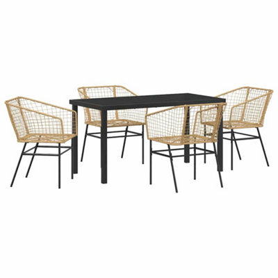 Berkfield Modern Garden Dining Set 5 Pcs Brown Poly Rattan - image 1