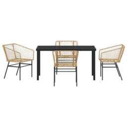 Berkfield Modern Garden Dining Set 5 Pcs Brown Poly Rattan - thumbnail 7