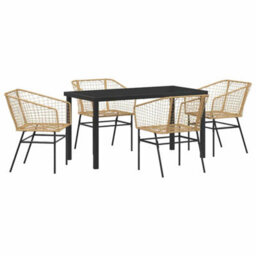 Berkfield Modern Garden Dining Set 5 Pcs Brown Poly Rattan