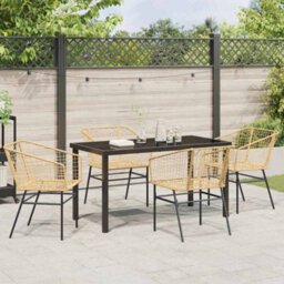 Berkfield Modern Garden Dining Set 5 Pcs Brown Poly Rattan - thumbnail 4