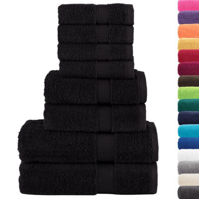 Berkfield Durable 8 Piece Premium Towel Set Solund Black 600 Gsm