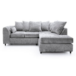Furnishings For Less UK Monaco Chenille Fabric 3 To 4 Seater L Shaped Corner Sofa  Light Grey Right Hand Facing - thumbnail 1