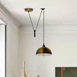 Rustic Farmhouse Pendant Light Vintage Yellow Brass Mini Ceiling Lamp For Kitchen Island - thumbnail 2