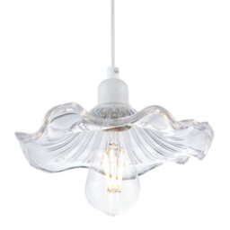 Happy Homewares Designer Ribbed Clear Glass Pendant Light Shade With Wavy Ruffled Edge - thumbnail 8