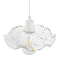 Happy Homewares Designer Ribbed Clear Glass Pendant Light Shade With Wavy Ruffled Edge - thumbnail 5