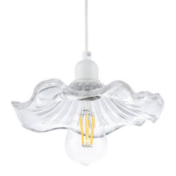 Happy Homewares Designer Ribbed Clear Glass Pendant Light Shade With Wavy Ruffled Edge - thumbnail 3