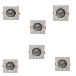 5W Square Led Recessed Ceiling Downlights Pack Of 6 Cool White 6000K Slim Dimmable Adjustable Spotlights - thumbnail 1
