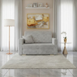 Viva Piano Ii Sofa Bed With Bedding Storage Freestanding Upholstered Back Wooden Legs 133X100X85Cm Light Grey - thumbnail 2