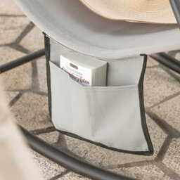 Sobuy Ogs47-Hg, Indoor Outdoor Garden Rocking Sun Lounger Recliner Relaxing Chair With Side Bag, Grey,w145Xd57Xh82 - thumbnail 4