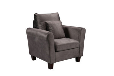 Comfy Living Brushed Velvet 1 Seater Chair In Mottled Mink