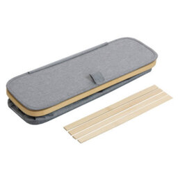 Clarsen Toilet Roll Storage Holder With Side Window And Handles, Wipe Clean Fabric With Bamboo Trim, Holds 12 Rolls - thumbnail 3