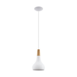 Elegant White Pear Shape Pendant Ceiling Light With Brown Wooden Shade - thumbnail 1