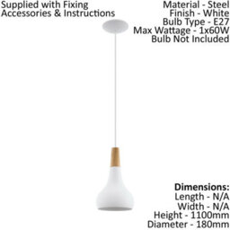 Elegant White Pear Shape Pendant Ceiling Light With Brown Wooden Shade - thumbnail 2