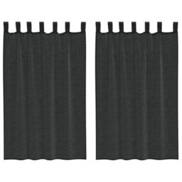 Berkfield Voile Curtains With Tab Top 2 Pcs Black - thumbnail 2