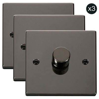 3 Pack - Black Nickel 1 Gang 2 Way Led 100W Trailing Edge Dimmer Light Switch - Se Home - image 1