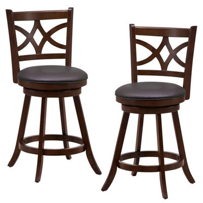 Set Of 2 Bar Stools Counter Height Chair Pub Swiveling Upholstered Seat - image 1