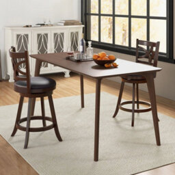 Set Of 2 Bar Stools Counter Height Chair Pub Swiveling Upholstered Seat - thumbnail 5