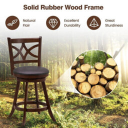 Set Of 2 Bar Stools Counter Height Chair Pub Swiveling Upholstered Seat - thumbnail 6
