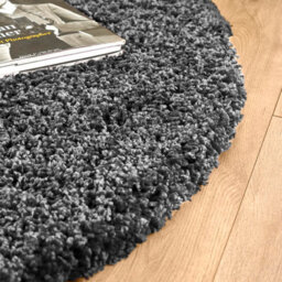 Bravich Dark Grey Shaggy Rug 120Cm Circle (4') - thumbnail 4