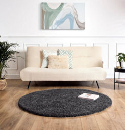 Bravich Dark Grey Shaggy Rug 120Cm Circle (4') - thumbnail 1
