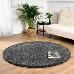 Bravich Dark Grey Shaggy Rug 120Cm Circle (4') - thumbnail 2
