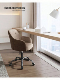 Songmics Office Chair, Swivel Chair, Desk Chair, Makeup Vanity Chair, Adjustable Height, Armrests, 110 Kg Load