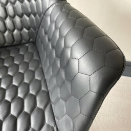 The Furniture Market Milo Black Faux Leather Tub Office Chair Ergonomic Design, Adjustable Height, Quilted Detailing, Satin Black Metal Base On Castors - thumbnail 6