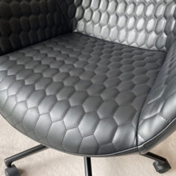 The Furniture Market Milo Black Faux Leather Tub Office Chair Ergonomic Design, Adjustable Height, Quilted Detailing, Satin Black Metal Base On Castors - thumbnail 5