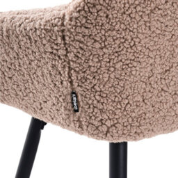 Wyld And Coco Taupe Bouclé Bar Stool Set Of 2 With Arms And Backrest, Black Metal Legs - thumbnail 9