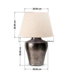 Large Grey Silver Metal Table Lamp With Fabric Shade For Living Room Or Bedroom 64X40X40Cm - thumbnail 5