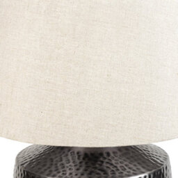 Large Grey Silver Metal Table Lamp With Fabric Shade For Living Room Or Bedroom 64X40X40Cm - thumbnail 3